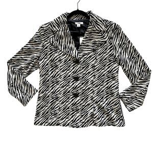Cato Jacket Blazer Zebra Striped Button Up Animal Print Safari Size Large NWT